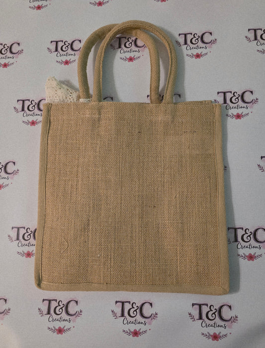 Jute bag with funky cow print