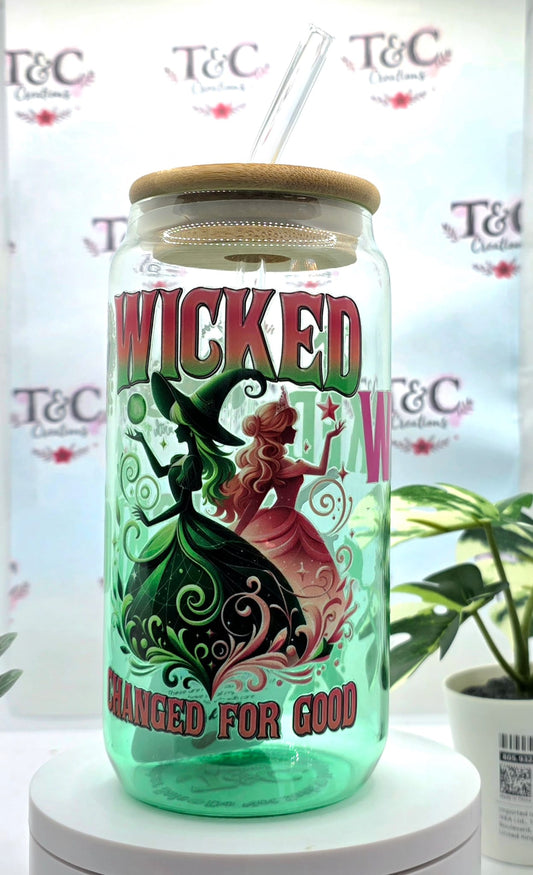 16 Oz Glass Tumbler “ Wicked” Decal