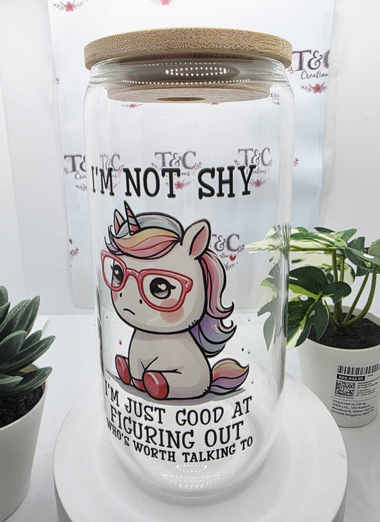 16Oz Glass Tumbler “Funny Unicorn Decal”