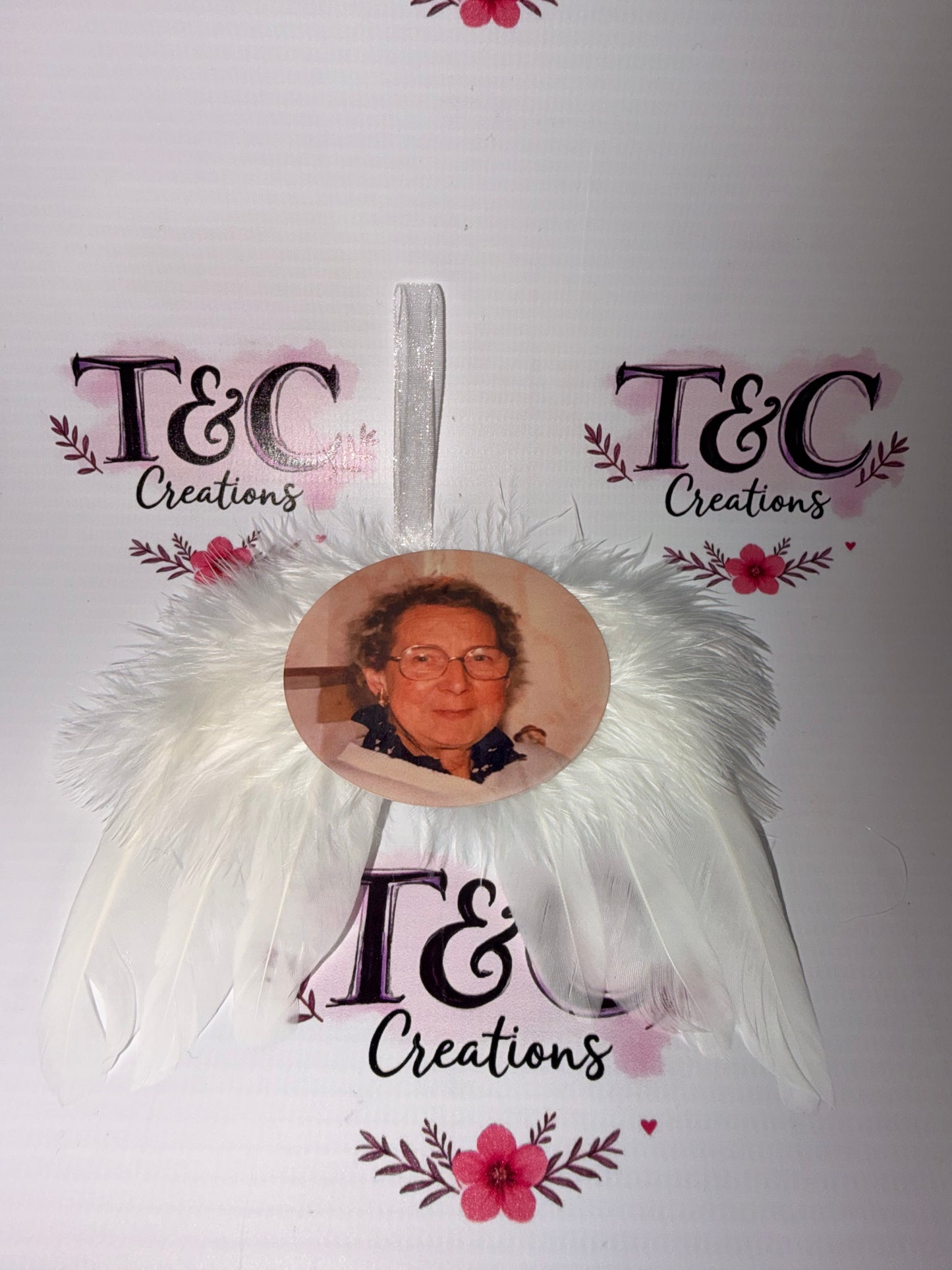 Memorial Feathered Wings With Loved Ones Photo