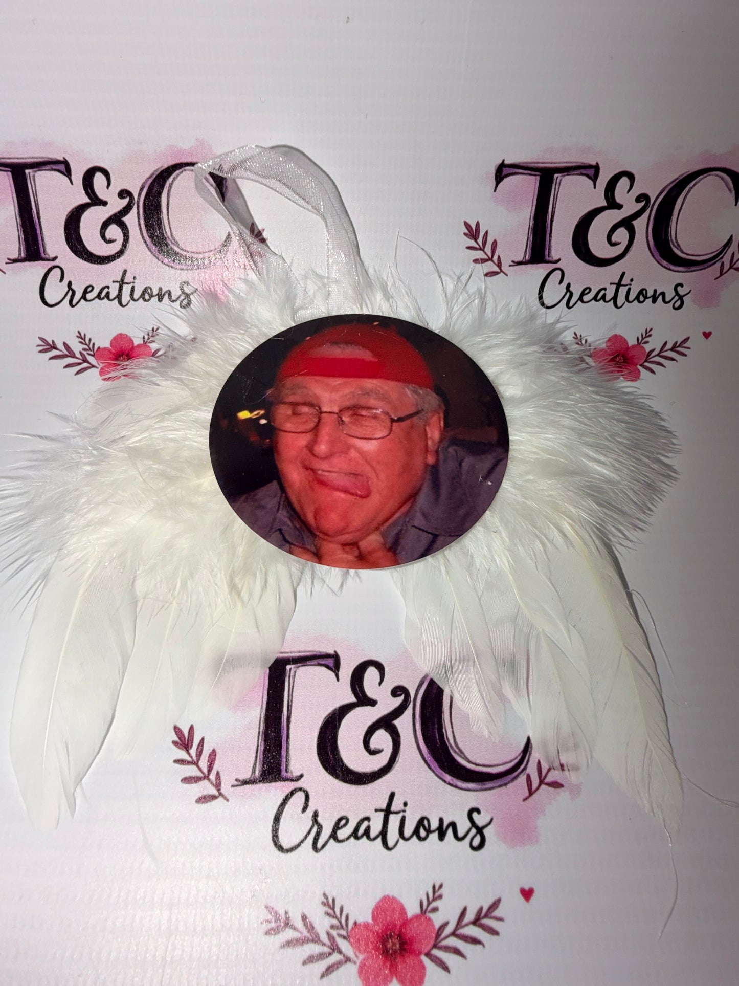 Memorial Feathered Wings With Loved Ones Photo