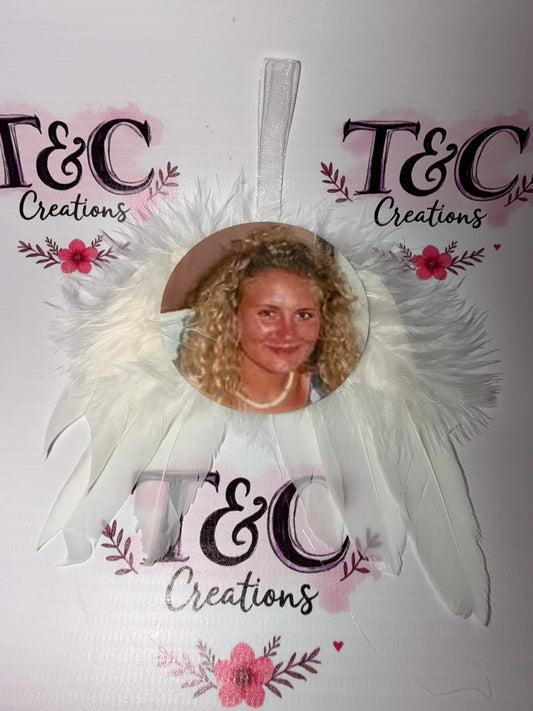 Memorial Feathered Wings With Loved Ones Photo