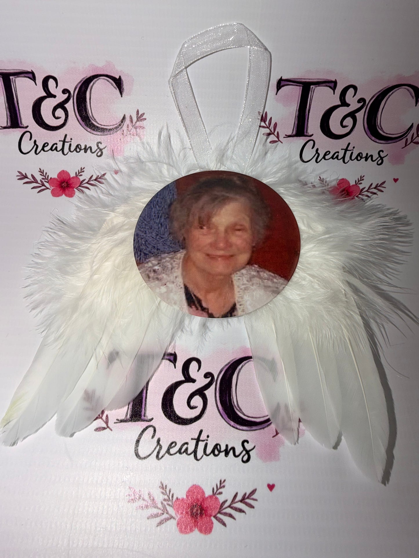Memorial Feathered Wings With Loved Ones Photo