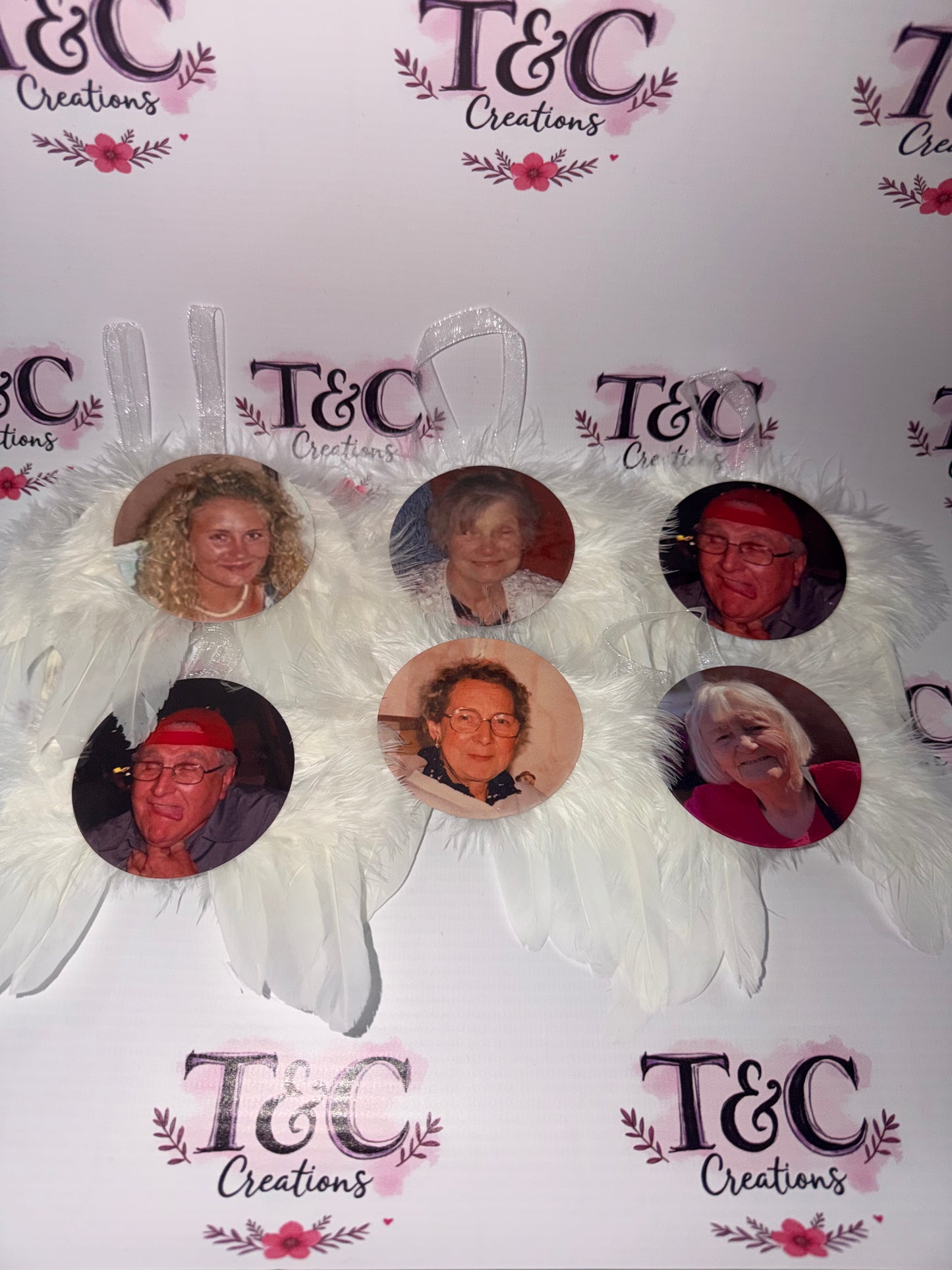 Memorial Feathered Wings With Loved Ones Photo