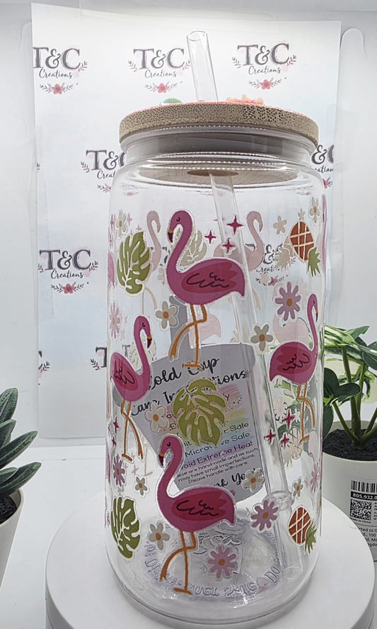 16 Oz Acrylic Tumbler “Flamingos” Decal
