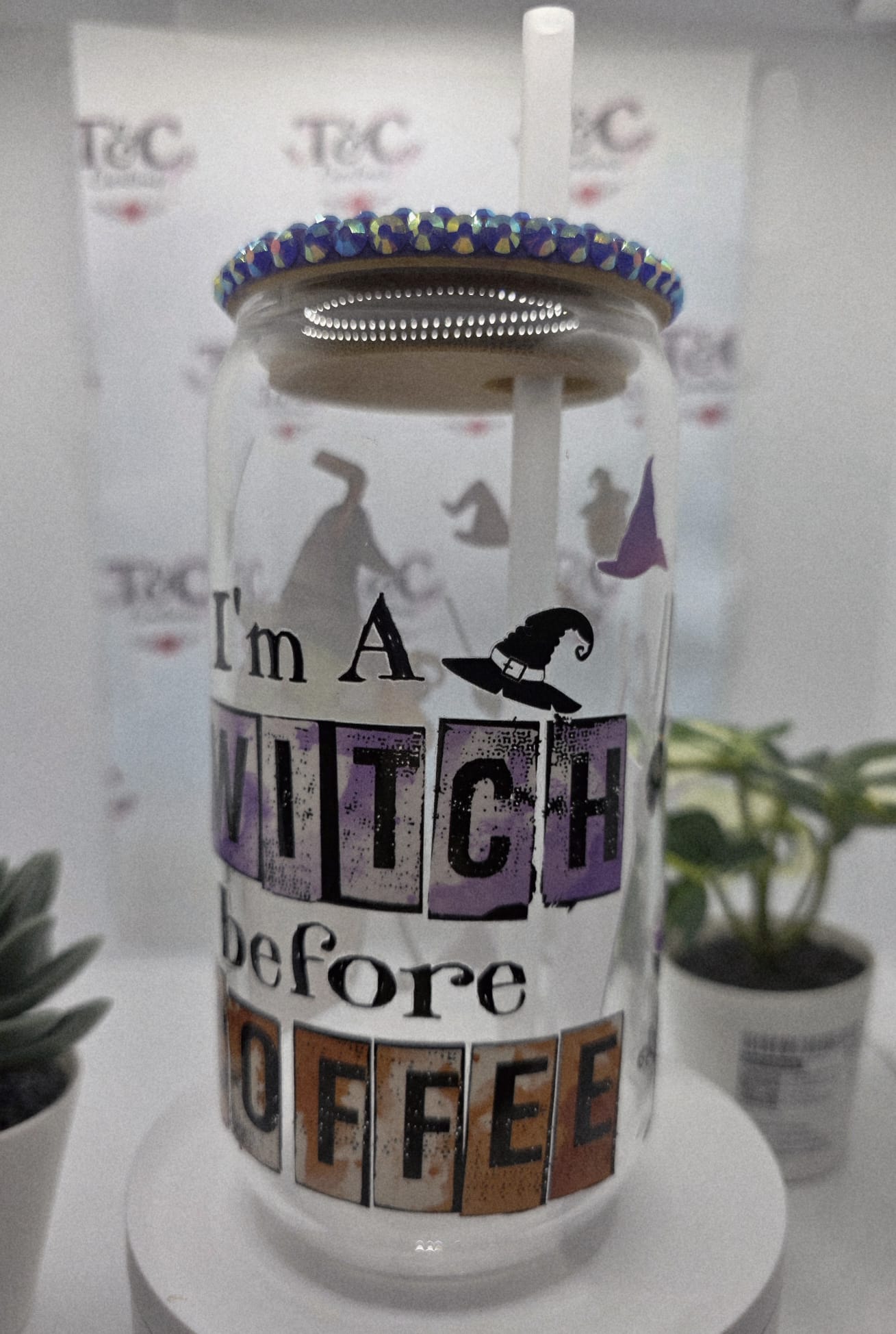 16 Oz Glass Tumbler “I’m a witch” Decal