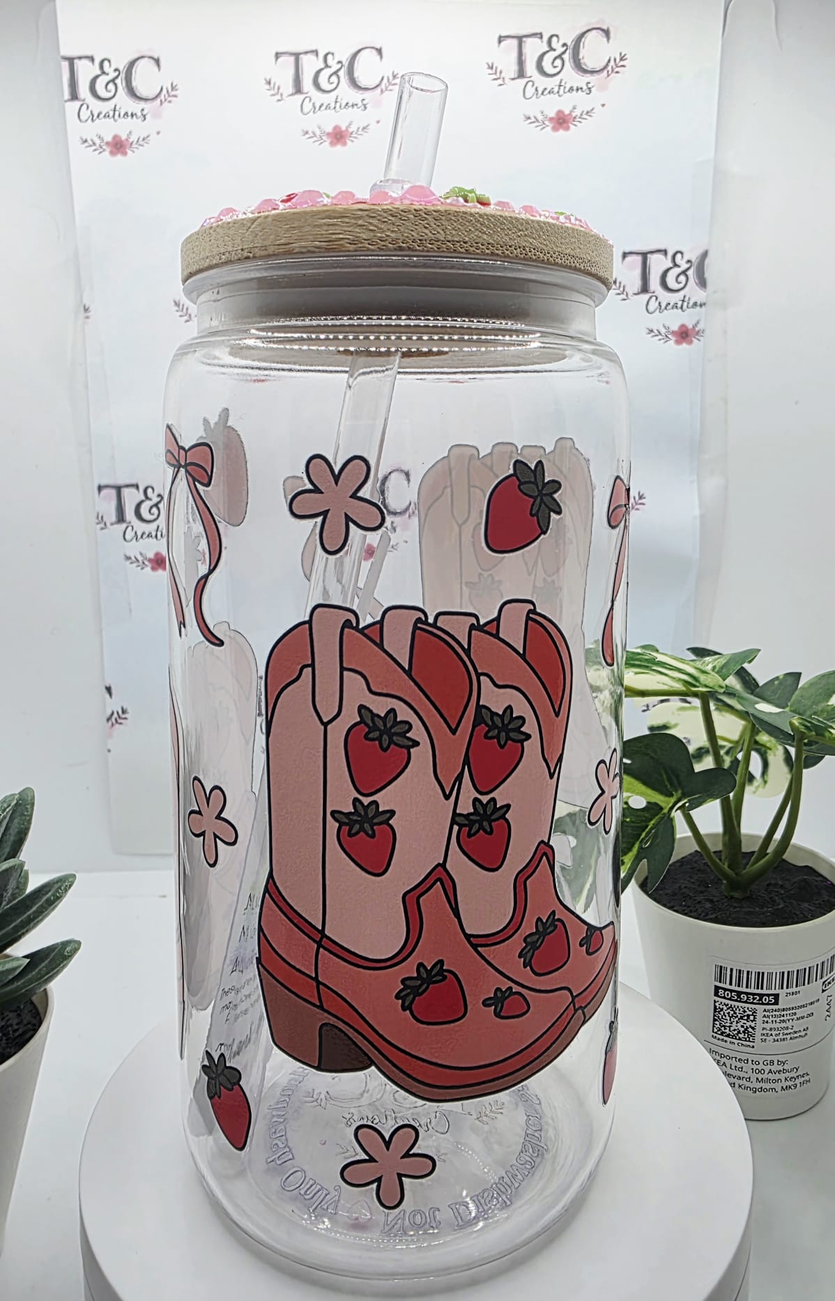 16 Oz Acrylic Tumbler “Cowboy Boots & Strawberries” Decal