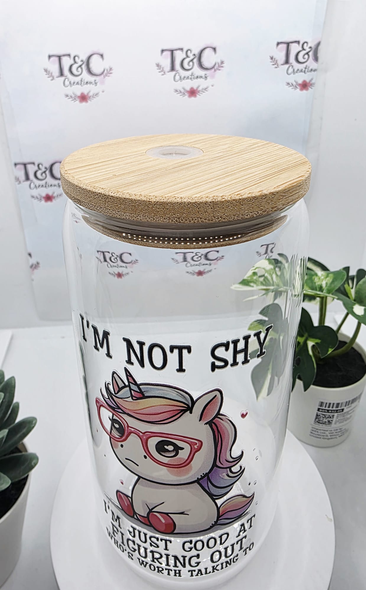 16Oz Glass Tumbler “Funny Unicorn Decal”