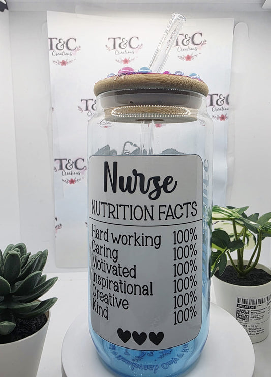 16 Oz Glass Tumbler “Nurse Life” Decal