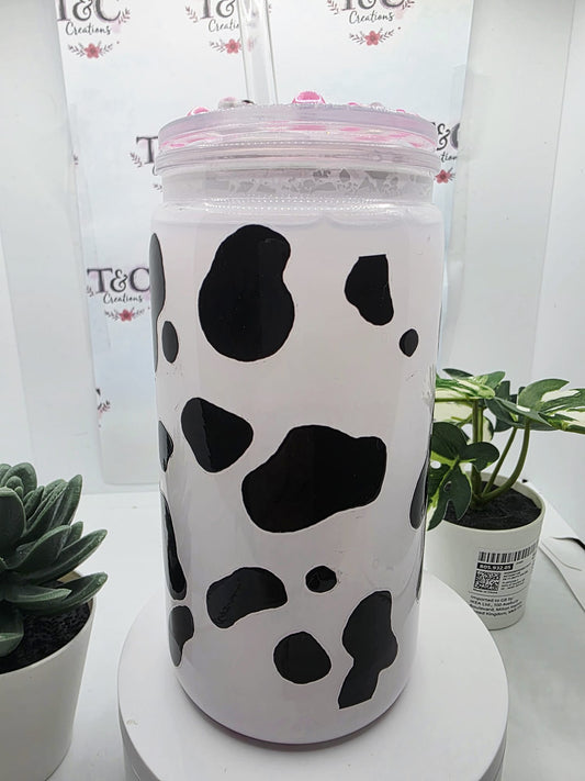 16 Oz Acrylic Snow Globe  Tumbler “Cow Decal”
