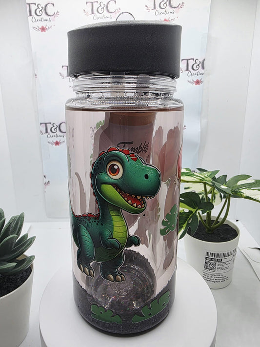 10 Oz Acrylic Children’s Snowglobe Dinosaur decal (Black Lid)