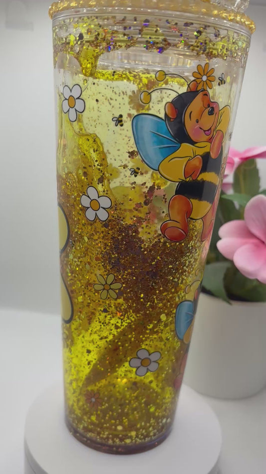 24oz Winnie the Pooh Glitter Honey Drip Snowglobe